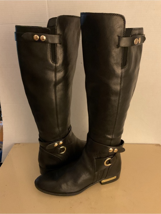 Vince Camuto Shoes - Vince Camuto Black Leather tall knee high riding boots with Gold Hardware US 9